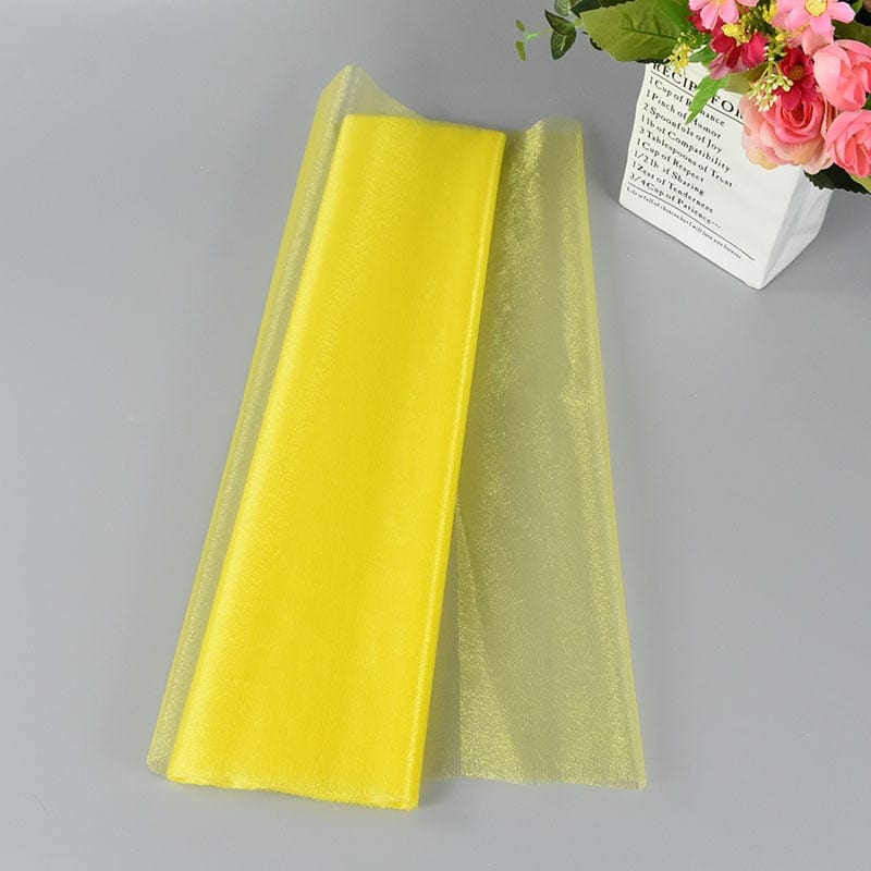 Showlu Store Nation 0 Yellow / 5M 5/10m Wedding Decoration Tulle Roll Crystal Organza Sheer Fabric For Birthday Party Backdrop Wedding Chair Sashes Decor Yarn