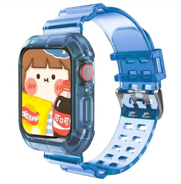 Showlu transparent silicone sport loop band for Apple Watch Series 8-3, 40-45mm, flexible and lightweight wrist strap for iWatch.