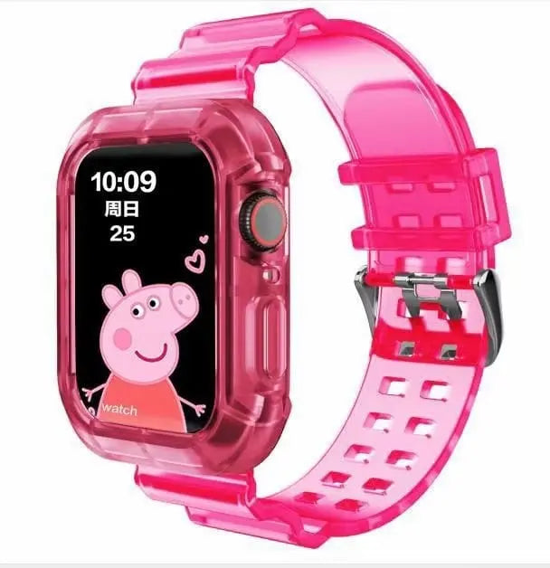 Showlu transparent silicone sport loop band for Apple Watch Series 8-3, 38mm to 45mm, lightweight and flexible for wrist comfort.