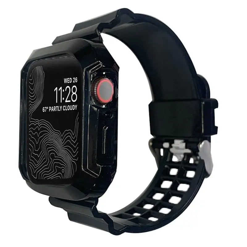 Showlu transparent silicone sport loop band for Apple Watch Series 8 to 3, 38mm to 45mm, flexible and lightweight smartwatch strap