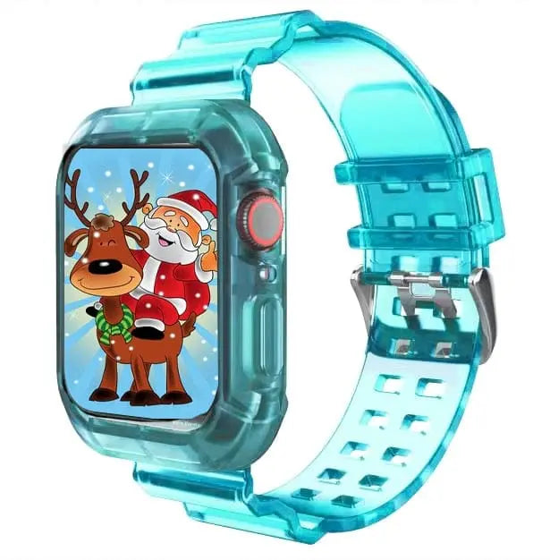 Showlu transparent silicone sport loop band for Apple Watch Series 8 to 3, 40mm to 45mm, flexible and lightweight fitness strap.