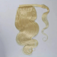 Silk Straight Wrap Ponytail Human Hair Remy 613 European Ponytail Hair body wave 100% Natural blonde Ponytail Clip in Extensions - SHOWLU FASHION STORE