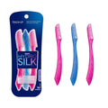 Schick Hydro Silk Touch-Up Dermaplaning Tool with precision cover, 3-pack face and eyebrow razors for women.