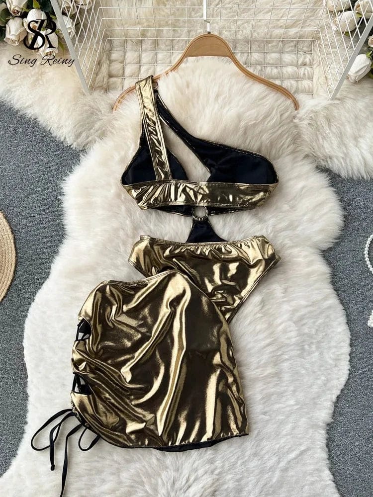 SINGREINY Summer Hollow Out Bodysuit Set - SHOWLU FASHION STORE