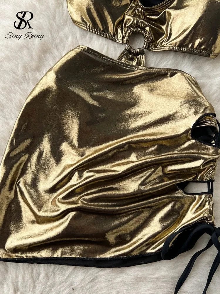 SINGREINY Summer Hollow Out Bodysuit Set - SHOWLU FASHION STORE