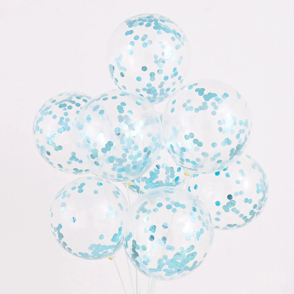 Showlu Macaron Blue Balloon Set with dark and light blue balloons for birthday or graduation decorations.