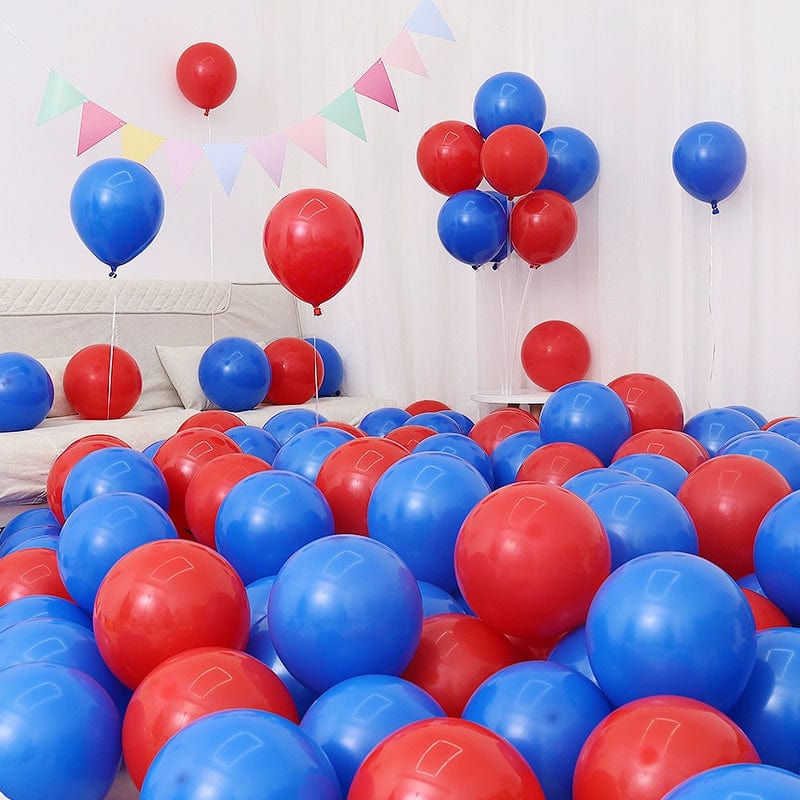 Showlu Macaron Blue Balloon Set with dark and light blue balloons, ideal for birthday or graduation decorations.