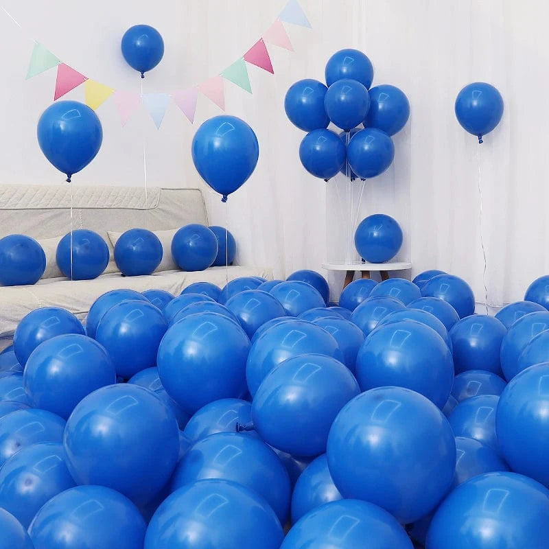 Six blue and white macaron-shaped balloons in a birthday and graduation celebration balloon set by Showlu Fashion Store.