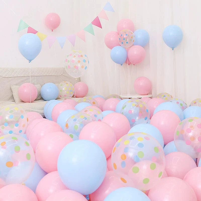 Showlu Blue Balloon Set with dark and light blue macaron-shaped balloons for birthday or celebration decoration scene.