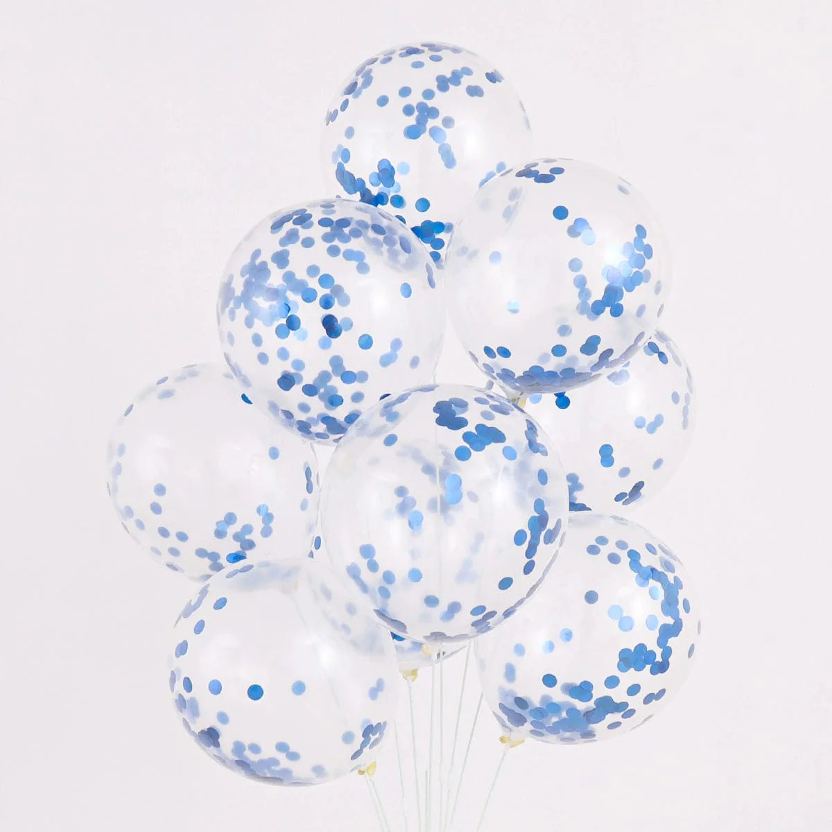 Showlu Macaron Blue Balloon Set with dark and light blue and white balloons for birthday or graduation decorations.