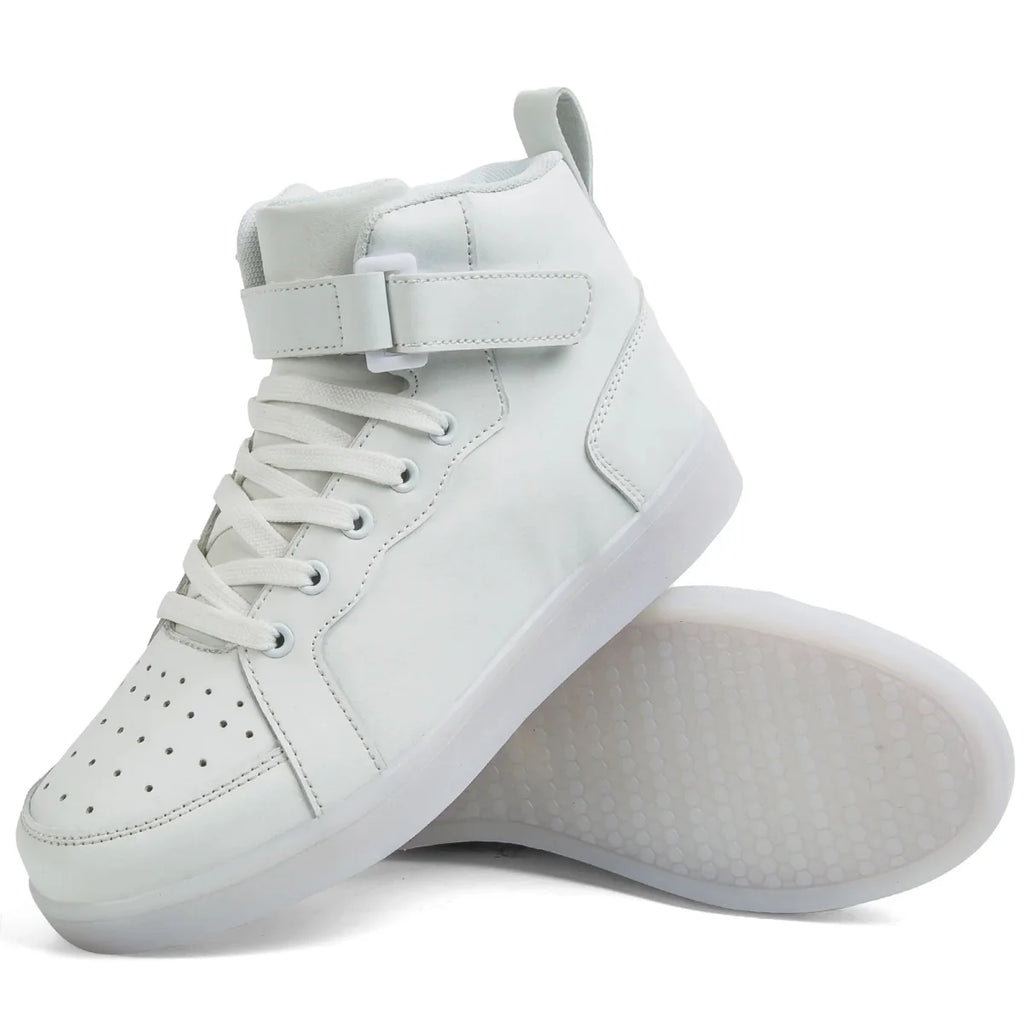 Kids LED glowing sneakers by SHOWLU FASHION STORE, unisex leather light-up shoes with luminous soles for boys and girls.