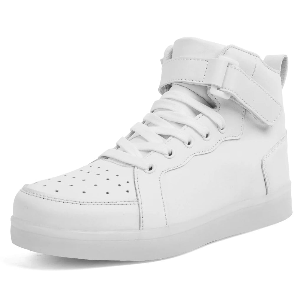Kids LED glowing sneakers by SHOWLU FASHION STORE, unisex leather light-up shoes with luminous soles for boys and girls size 25-40.
