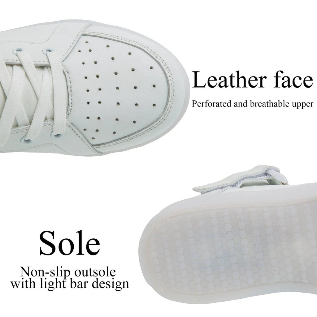 Kids LED glowing sneakers by SHOWLU FASHION STORE, unisex leather light-up shoes with luminous soles for boys and girls, sizes 25-40.