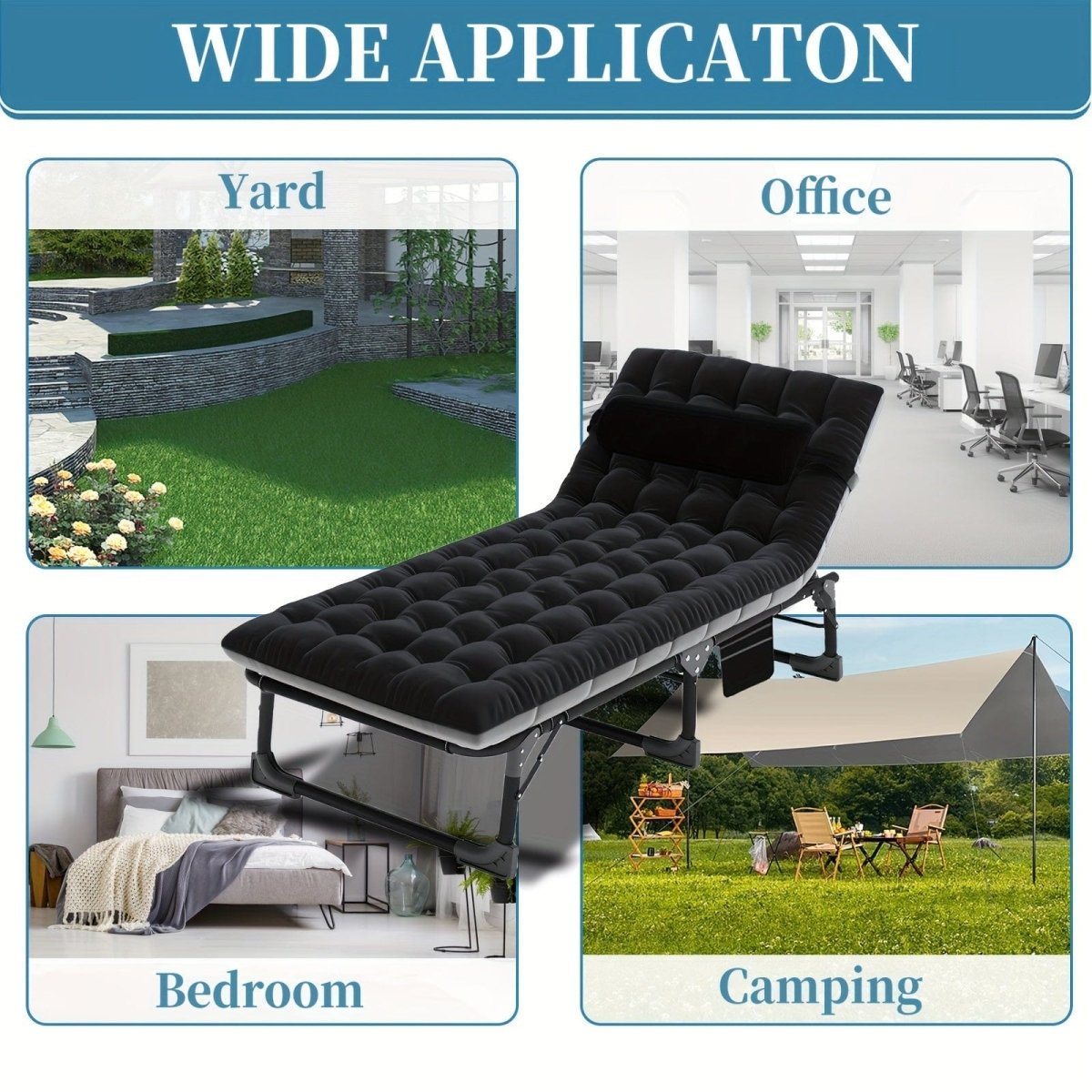 SHOWLU FASHION 5-position folding camping cot and outdoor lounge chair, portable bed for beach, lawn, camping, and sun tanning.