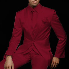Slim Fit Men Suit for Wedding Groom Tuxedos 3 Piece Custom Satin Male Fashion Set Jacket with Pants Vest Latest Style 2024 - SHOWLU FASHION STORE