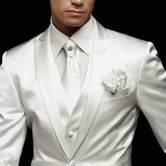 Slim Fit Men Suit for Wedding Groom Tuxedos 3 Piece Custom Satin Male Fashion Set Jacket with Pants Vest Latest Style 2024 - SHOWLU FASHION STORE