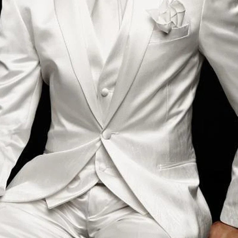 Slim Fit Men Suit for Wedding Groom Tuxedos 3 Piece Custom Satin Male Fashion Set Jacket with Pants Vest Latest Style 2024 - SHOWLU FASHION STORE