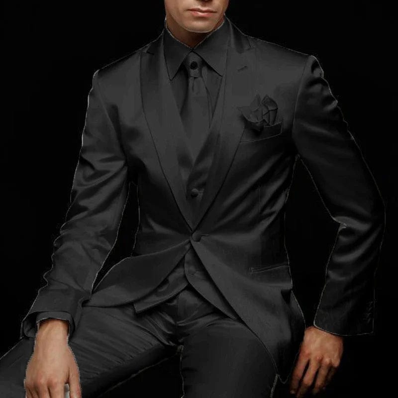 Slim Fit Men Suit for Wedding Groom Tuxedos 3 Piece Custom Satin Male Fashion Set Jacket with Pants Vest Latest Style 2024 - SHOWLU FASHION STORE