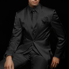 Slim Fit Men Suit for Wedding Groom Tuxedos 3 Piece Custom Satin Male Fashion Set Jacket with Pants Vest Latest Style 2024 - SHOWLU FASHION STORE
