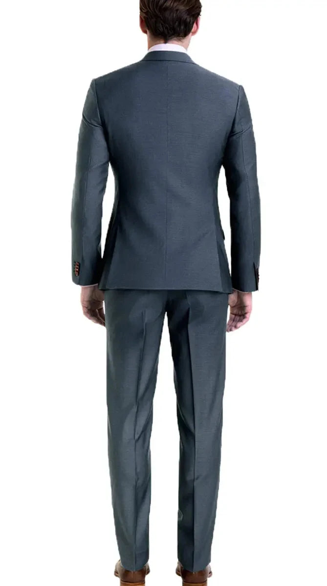 Kromoc men's slim fit 2-piece wool blend tuxedo with notch lapel, two-button jacket and matching trousers for formal events and weddings