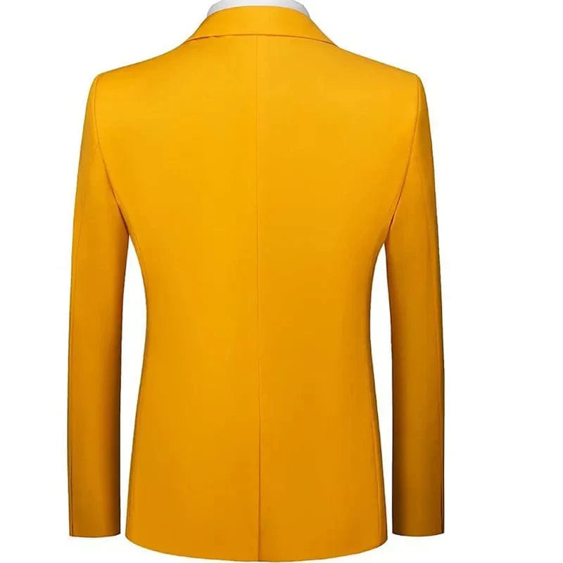 SHOWLU FASHION men's slim fit yellow cotton blazer, single-breasted suit with notch lapel, stylish and high-quality formal wear
