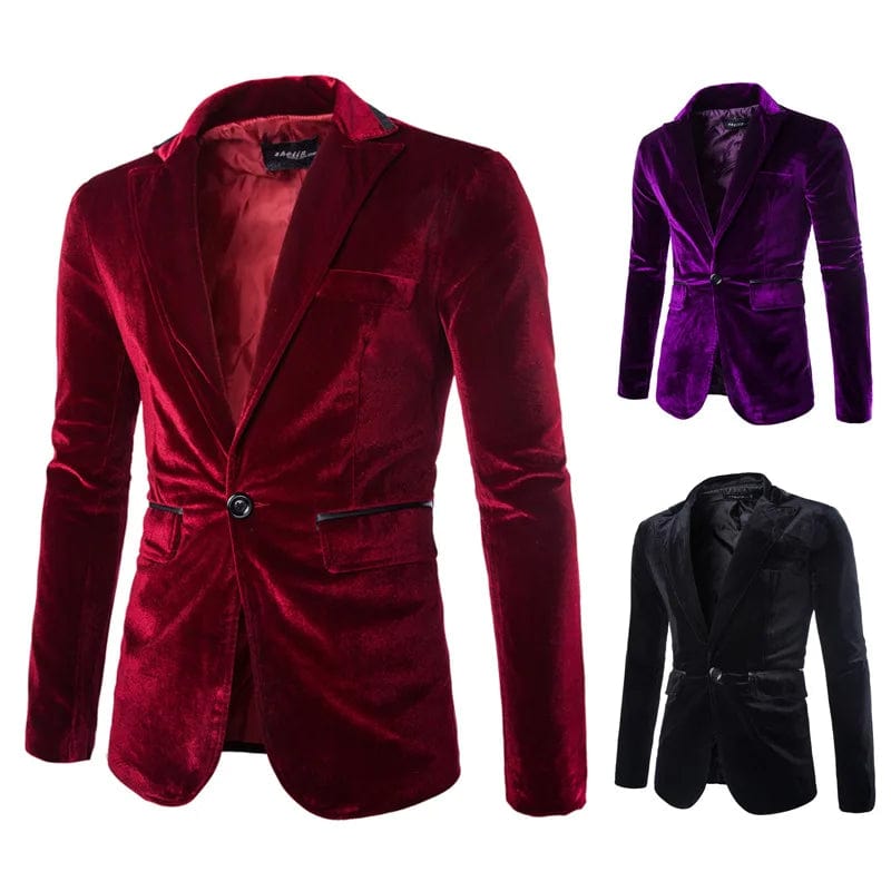 Slim Male Blazer Cosplay Suit Solid Color Corduroy Coat Men's Jacket Stage Prom Nightclub Party Blazers - SHOWLU FASHION STORE