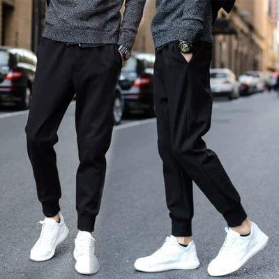 Men's slim fit plaid cropped pants by Showlu Fashion, featuring casual harem style design and a modern, stylish look.