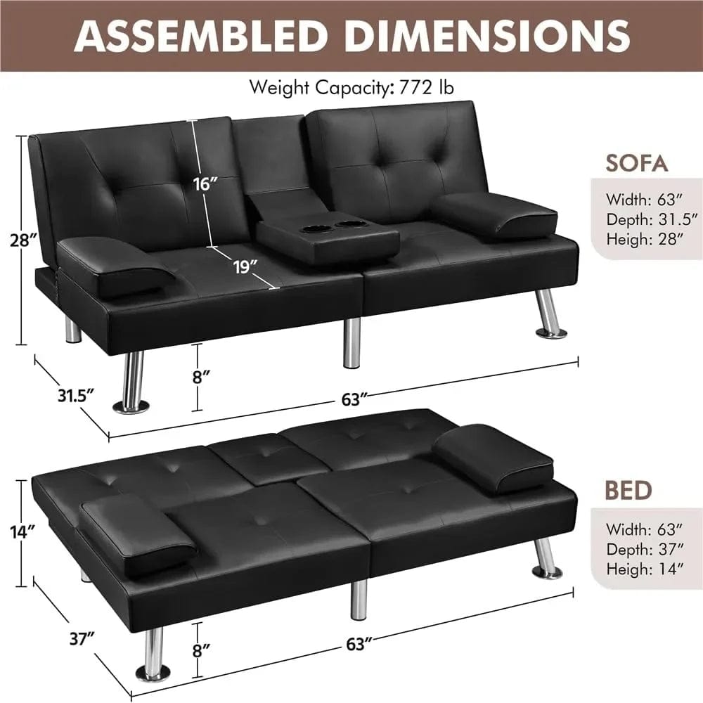 Sofa Bed Adjustmentsofa Double - sided Doublesofa Folding Sofa Bed Guestbed,cupholder,Bed Modern Artificial Leather Lounge Chair - SHOWLU FASHION STORE