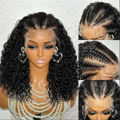 Soft 26“ Long Black Kinky Curly 180Density Synthetic Lace Front Wig For African Women Babyhair Heat Resistant Preplucked Daily - SHOWLU FASHION STORE