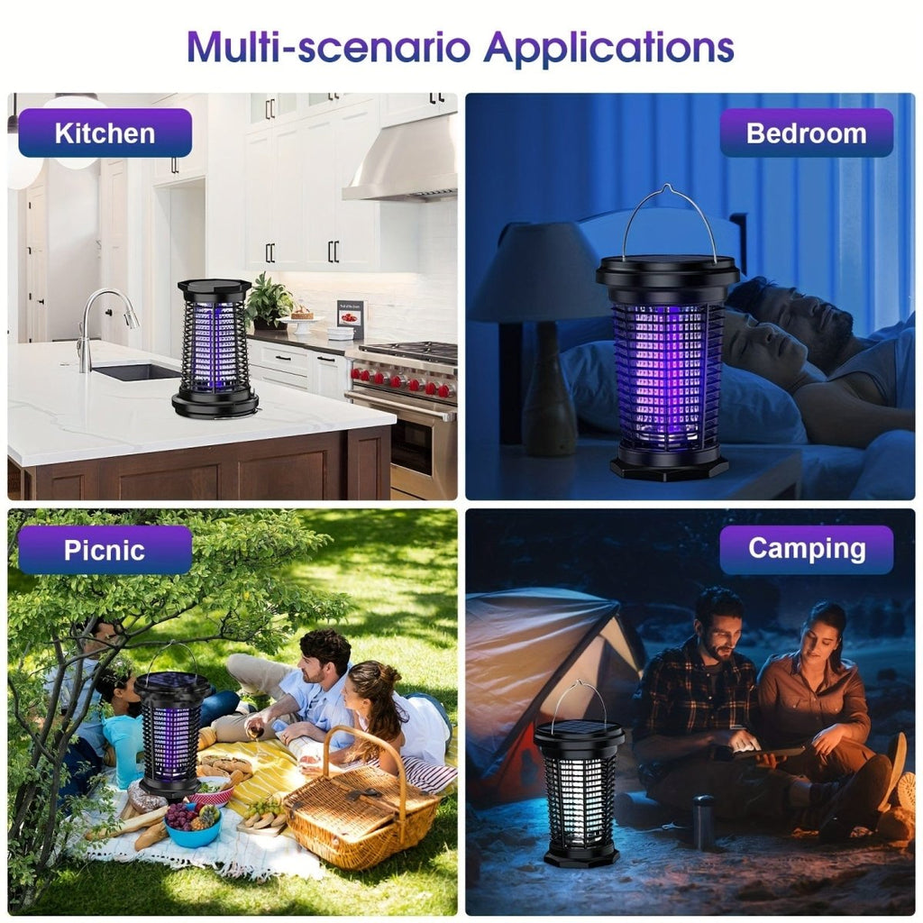 PALONE Solar Mosquito Repellent Lamp by Showlu Fashion Store with UV light and 4500V electric fly catcher for outdoor use.