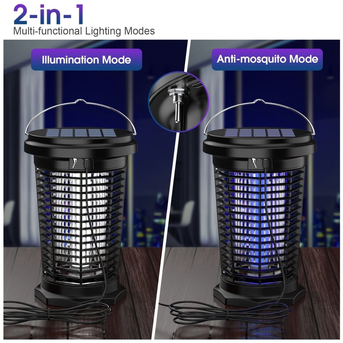 Showlu Fashion PALONE Solar Mosquito Repellent Lamp with UV light and 4500V electric fly catcher for outdoor use.
