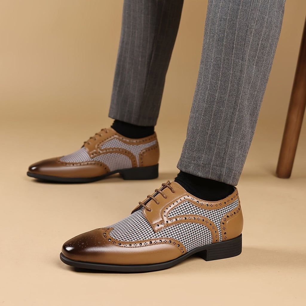 SHOWLU FASHION men's business casual shoes with square toe, lace-up PU material, rubber sole, and comfortable insole.