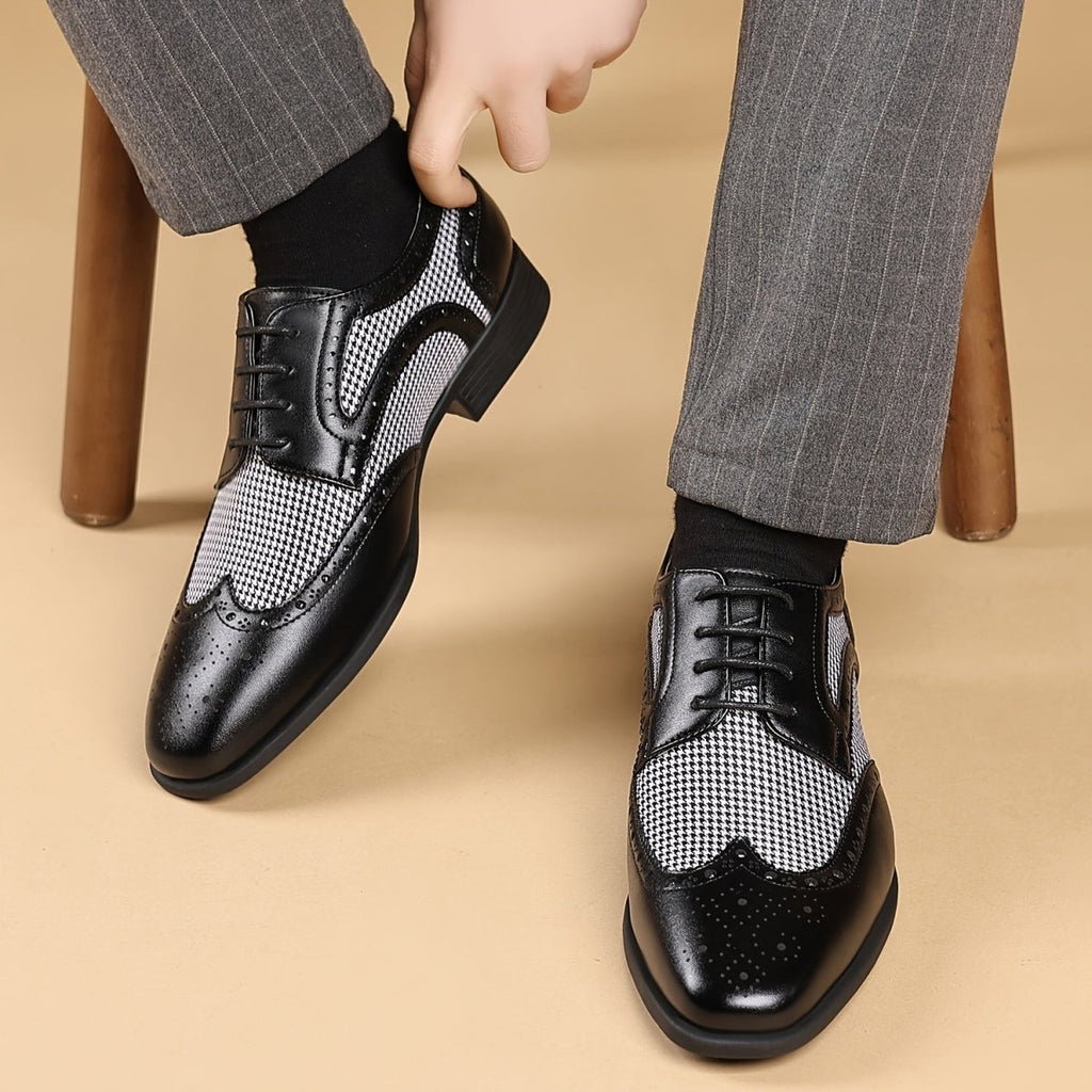 SHOWLU FASHION men's business casual shoes with square toe, lace-up design, PU material, rubber sole, and comfortable insole.