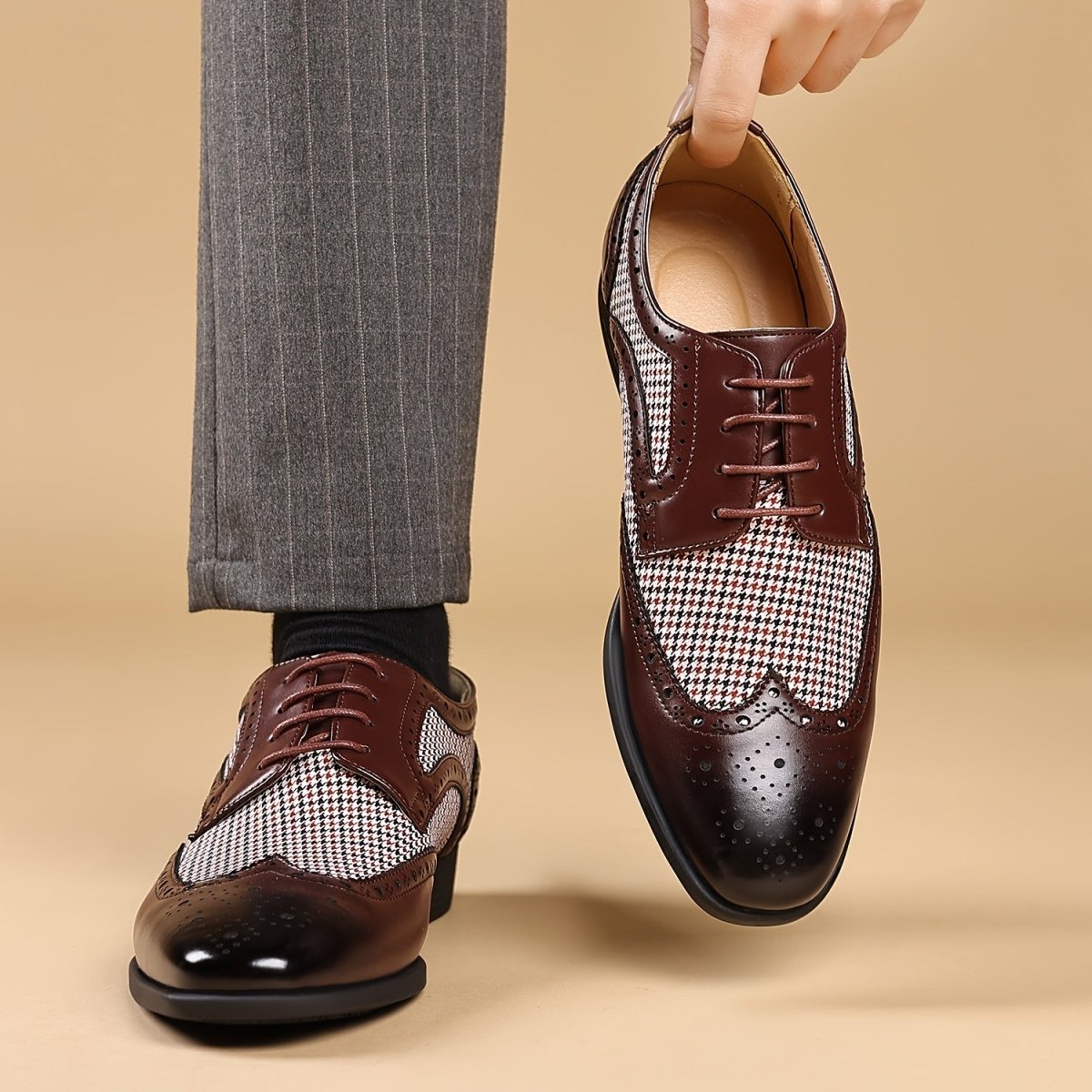 SHOWLU FASHION men's business casual shoes with square toe, lace-up design, solid color, PU material, rubber sole, comfortable fit