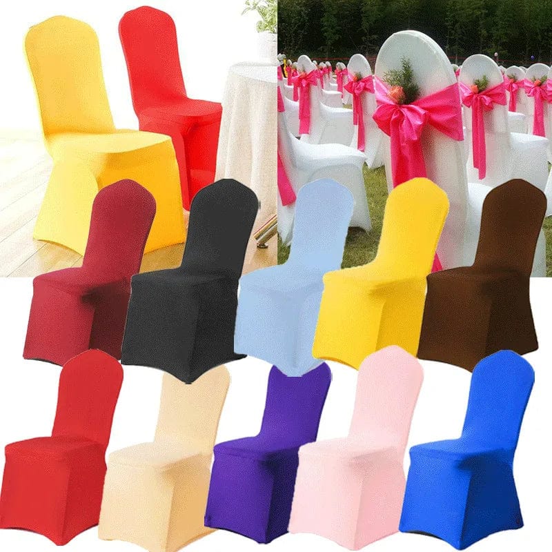 Solid-colored Faroot Spandex chair cover by Showlu Fashion Store, perfect for weddings, banquets, and hotel dining events.