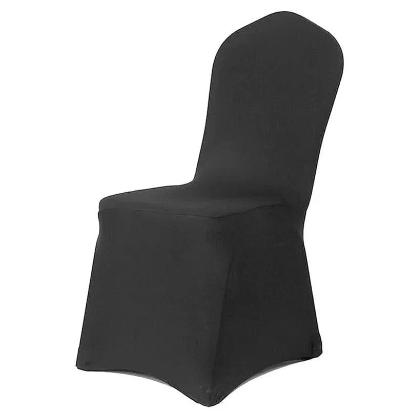 Solid navy blue Faroot Spandex chair cover from Showlu Fashion Store, stretch slipcover for wedding, banquet, and restaurant dining chairs.