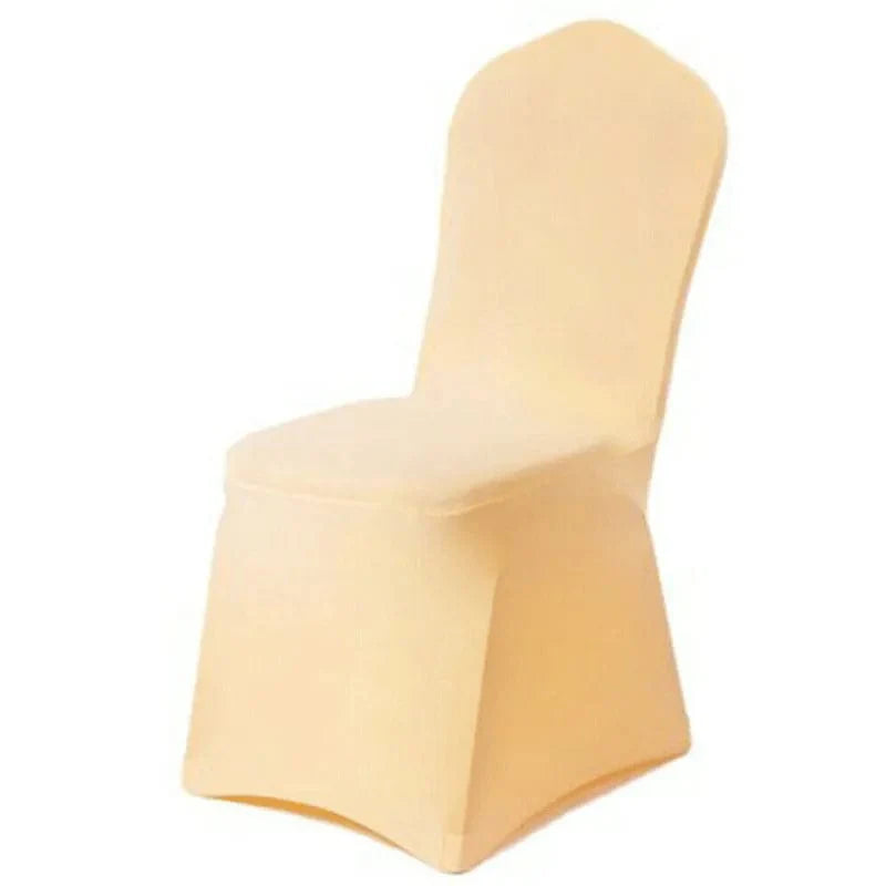 Solid-colored Faroot Spandex Chair Cover for wedding, banquet, and hotel dining chairs, made of stretch fabric for a snug fit.