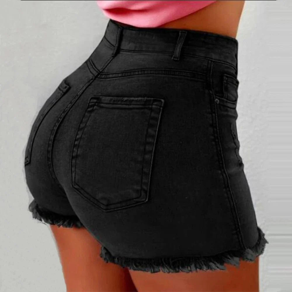 LAPA Women's high waist denim shorts in solid cotton denim, stylish summer Y2K casual jeans for women, streetwear fashion