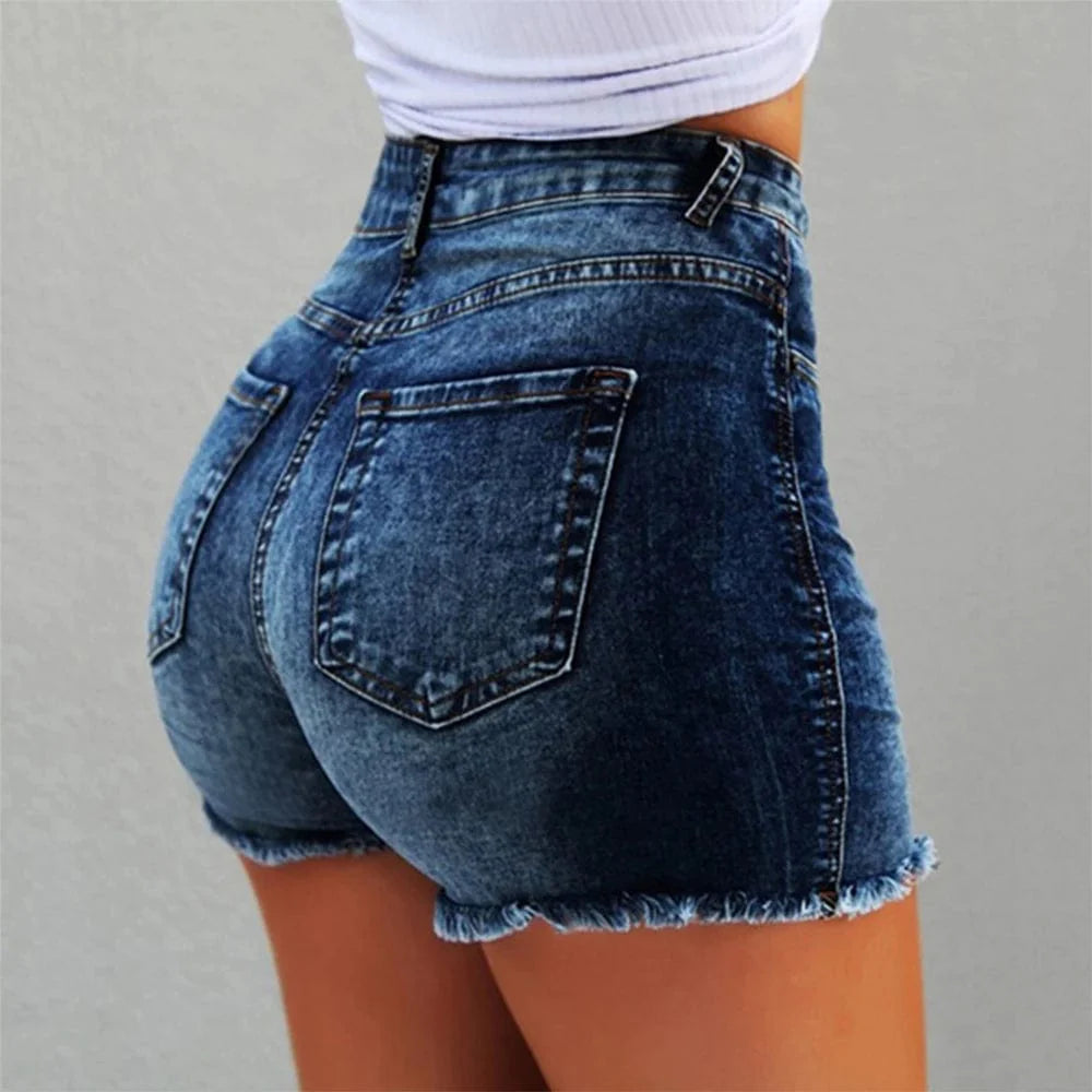 LAPA Women's high waist denim shorts in solid cotton, featuring a Y2K summer street style look, casual and sexy for women.
