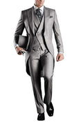 Kromoc Men’s 3-Piece Skinny Fit Tuxedo Suit by Showlu Fashion Store, includes tailcoat, vest, and trousers in wool blend for formal occasions.