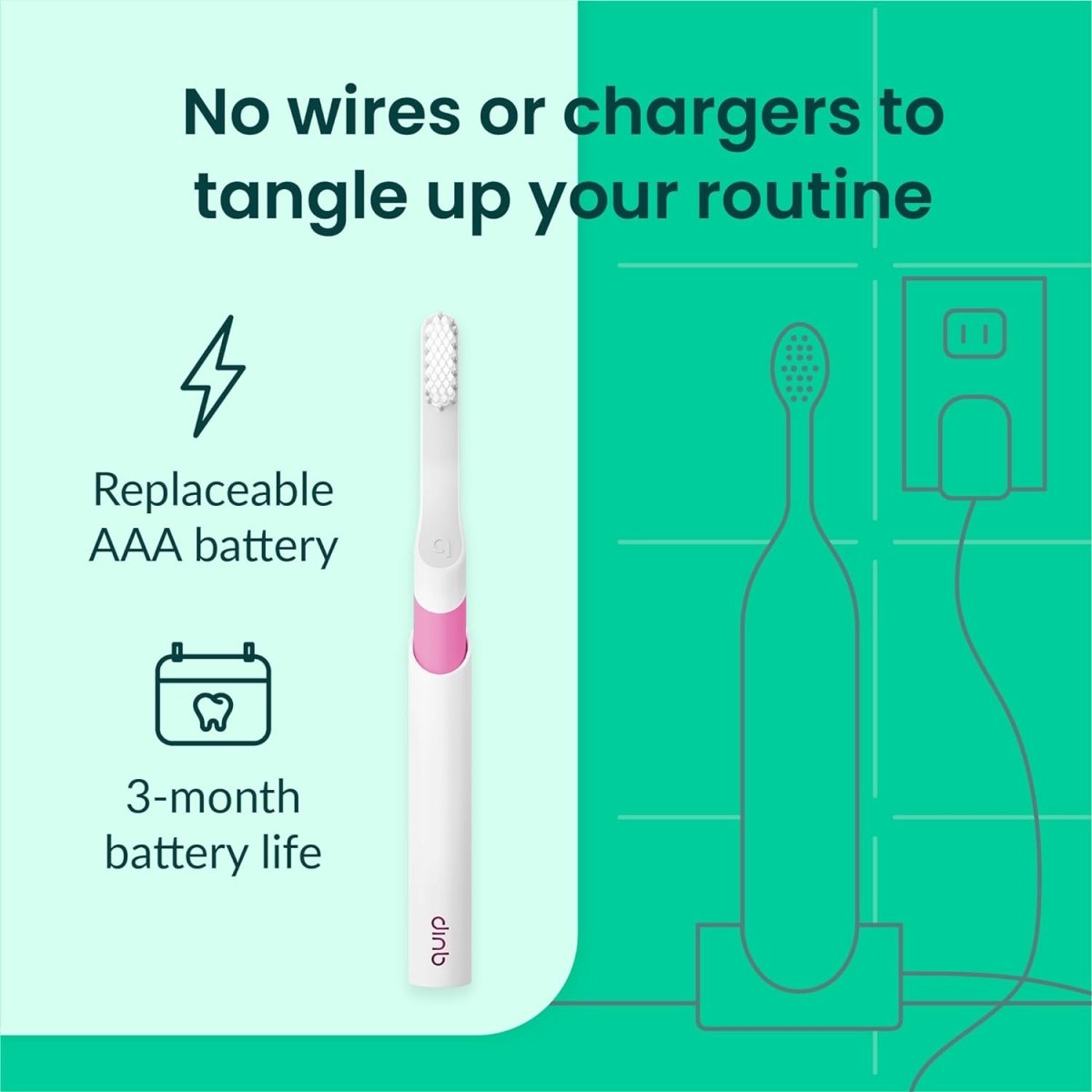 Showlu Fashion Store Quip Sonic Electric Toothbrush for Adults with soft bristles, plastic handle, travel cover, and replaceable brush head