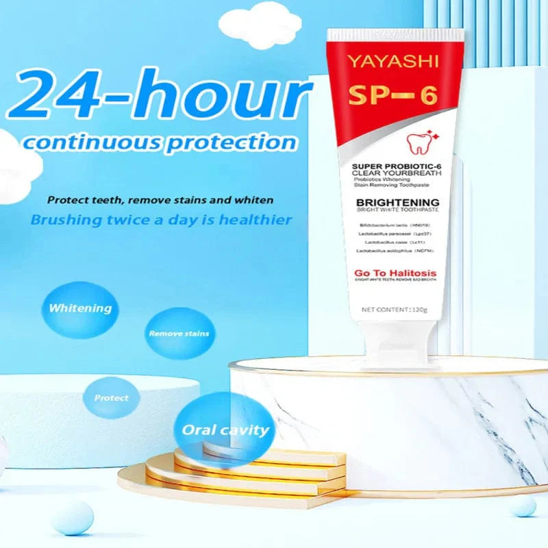Eelhoe SP-6 Probiotic Whitening Toothpaste for plaque and stain removal, fresh breath, and oral hygiene, 120g.