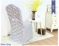 Rose embroidered spandex chair cover by Showlu Fashion, perfect for weddings and banquets with elegant, luxurious decor.