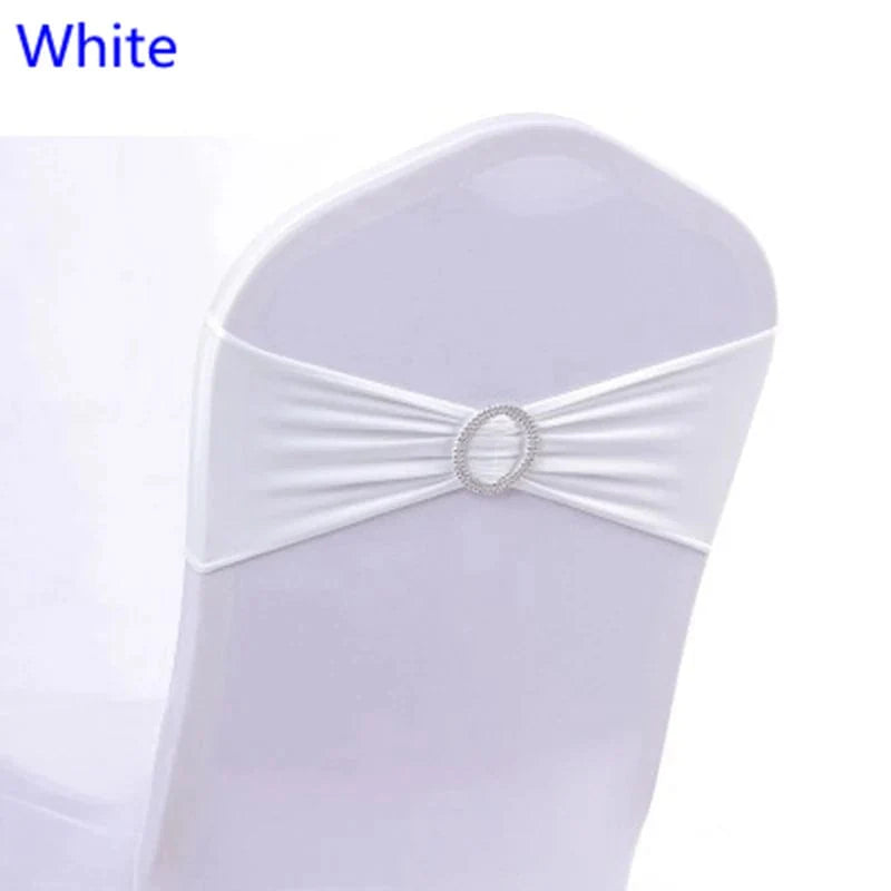 Spandex chair sash with round buckle, Showlu Fashion Store, in lycra stretch fabric, suitable for wedding and party decorations