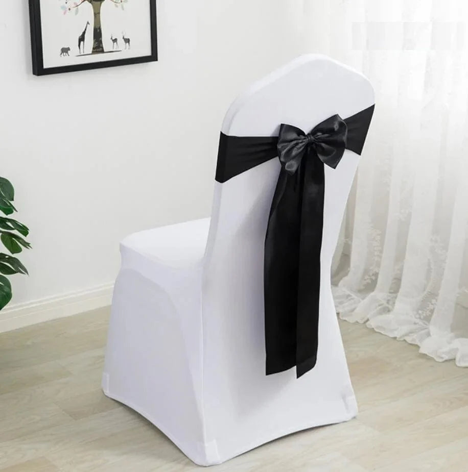 Spandex chair sashes with bow ties, stretch lycra fabric for weddings, parties, hotel decor, by EVENTSDECOR Showlu Fashion Store