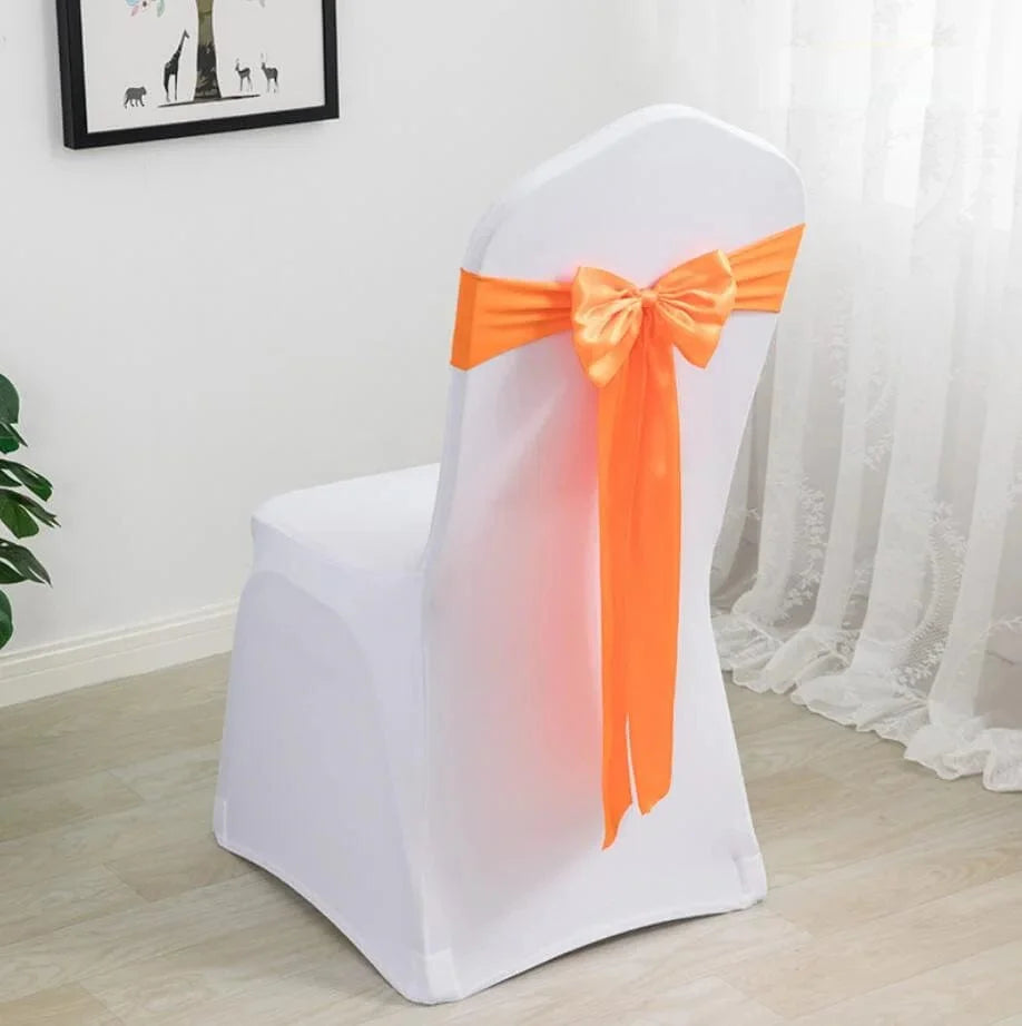 Spandex chair sashes with bow ties for weddings and events, made of stretch lycra fabric, suitable for hotel and party decor.