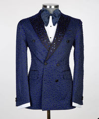 Sparkly Men Wedding Suits Peaked Lapel Tuxedos Beads Crystal 2 Pcs (Blazer+Pants) Prom Evening Party Custom Made - SHOWLU FASHION STORE
