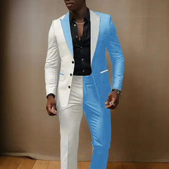 Splice Color Men Suits Wedding Peaked Lapel 3 Buttons Groom Tuxedo Slim Bridegroom Suits 2 Pcs Jacket With Pants Fashion Design - SHOWLU FASHION STORE