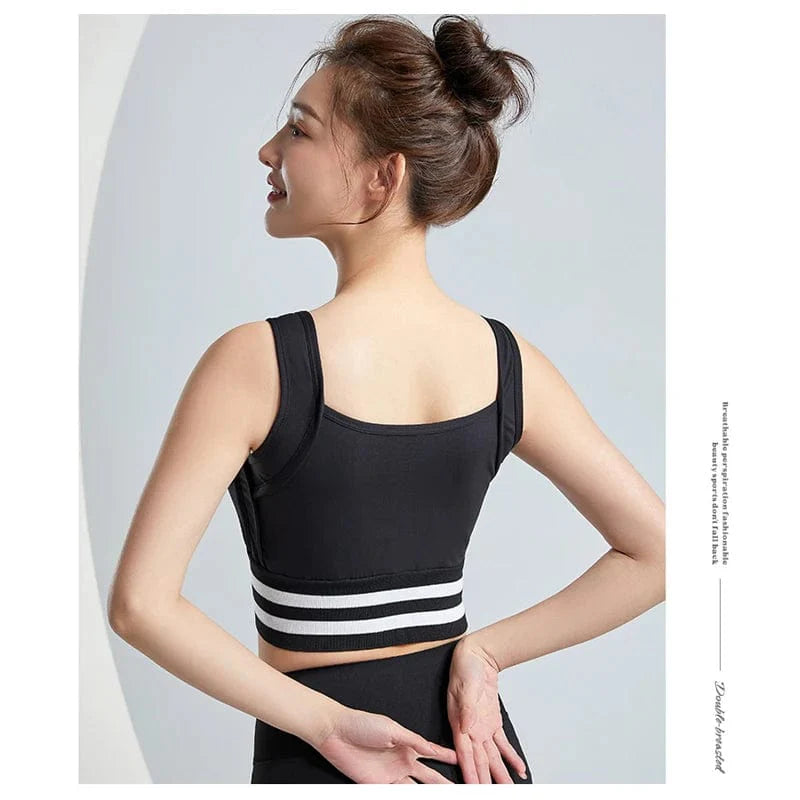 Showlu zip front sports bra for women with shockproof padding, full coverage, and adjustable fit, ideal for yoga and fitness workouts.