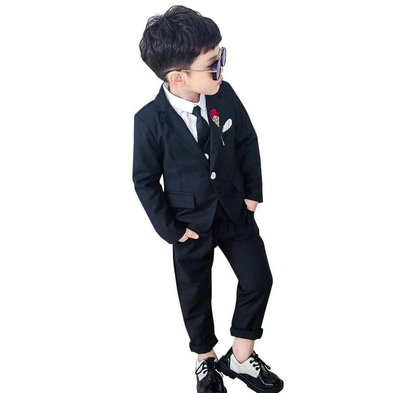 Showlu Flower Girl 3-piece suit in Korean style for spring and autumn, featuring floral design and comfortable fabric.